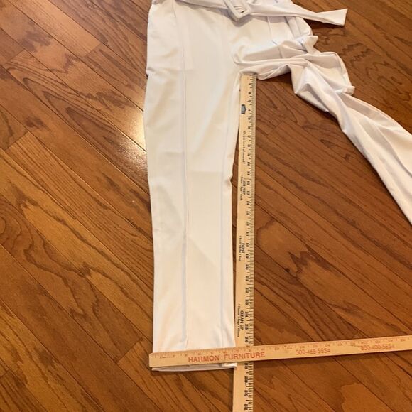 Pure White XL High waist white belted pants.  NWOT - Picture 2 of 8